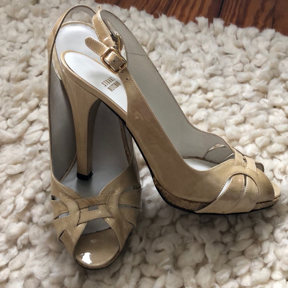 Stuart Weitzman Patent Leather Sling Back Pumps